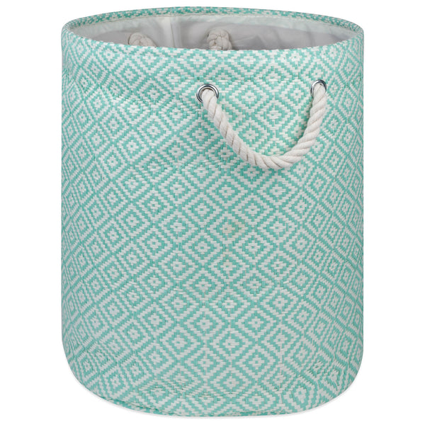 Geo Diamond Aqua Round Medium Paper Bin