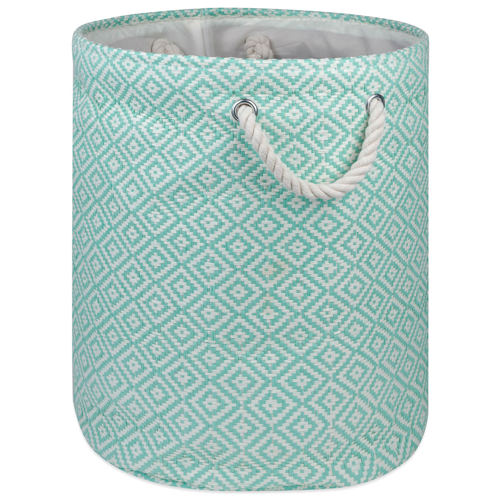 Paper Bin Geo Diamond Aqua Round Large