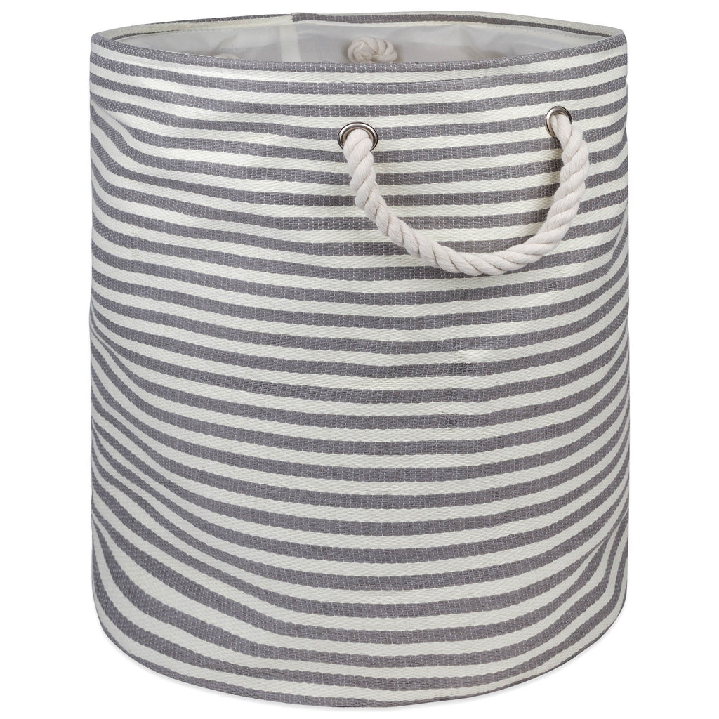 Paper Bin Pinstripe Gray Round Large