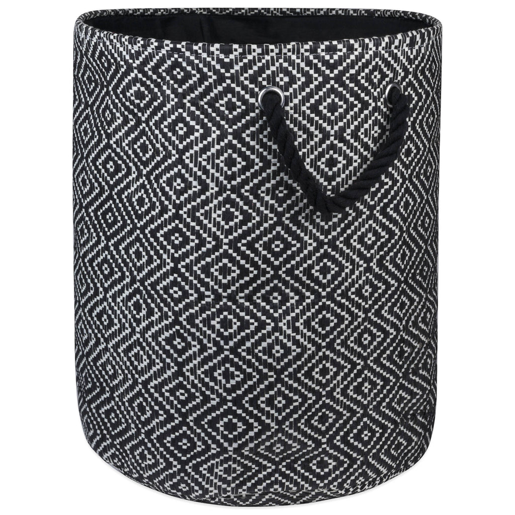 Paper Bin Diamond Basketweave Black/White Round Large