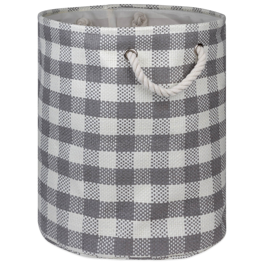 Checkers Gray Round Medium Paper Bin