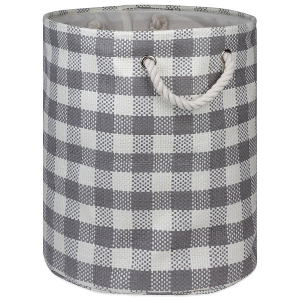 Checkers Gray Round Medium Paper Bin