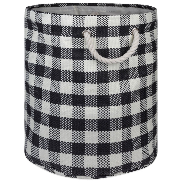 Checkers Black Round Medium Paper Bin