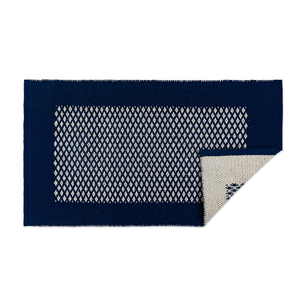 Navy Bordered With Small Diamonds Rug 50X80Cm