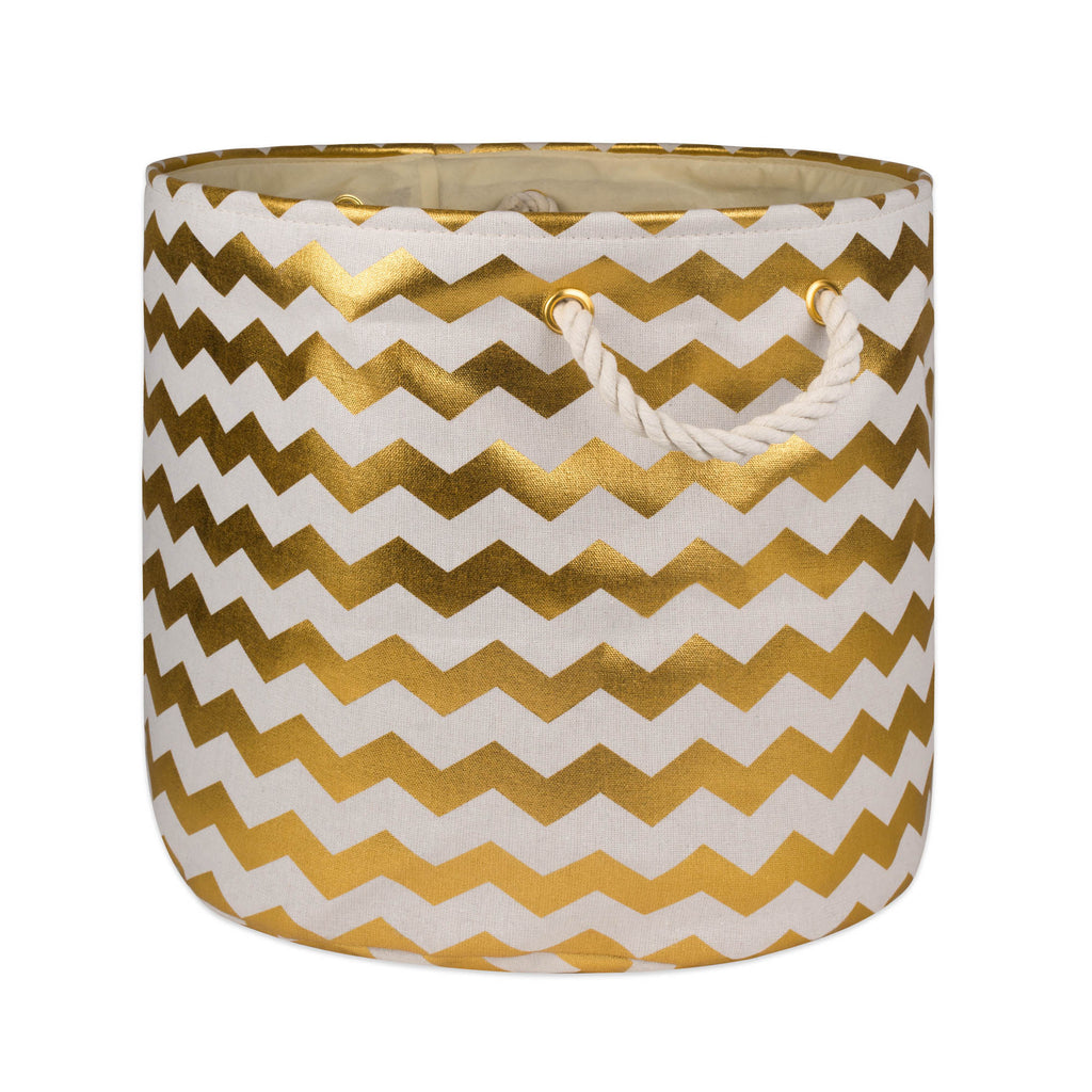 Polyester Bin Chevron Gold Round Large