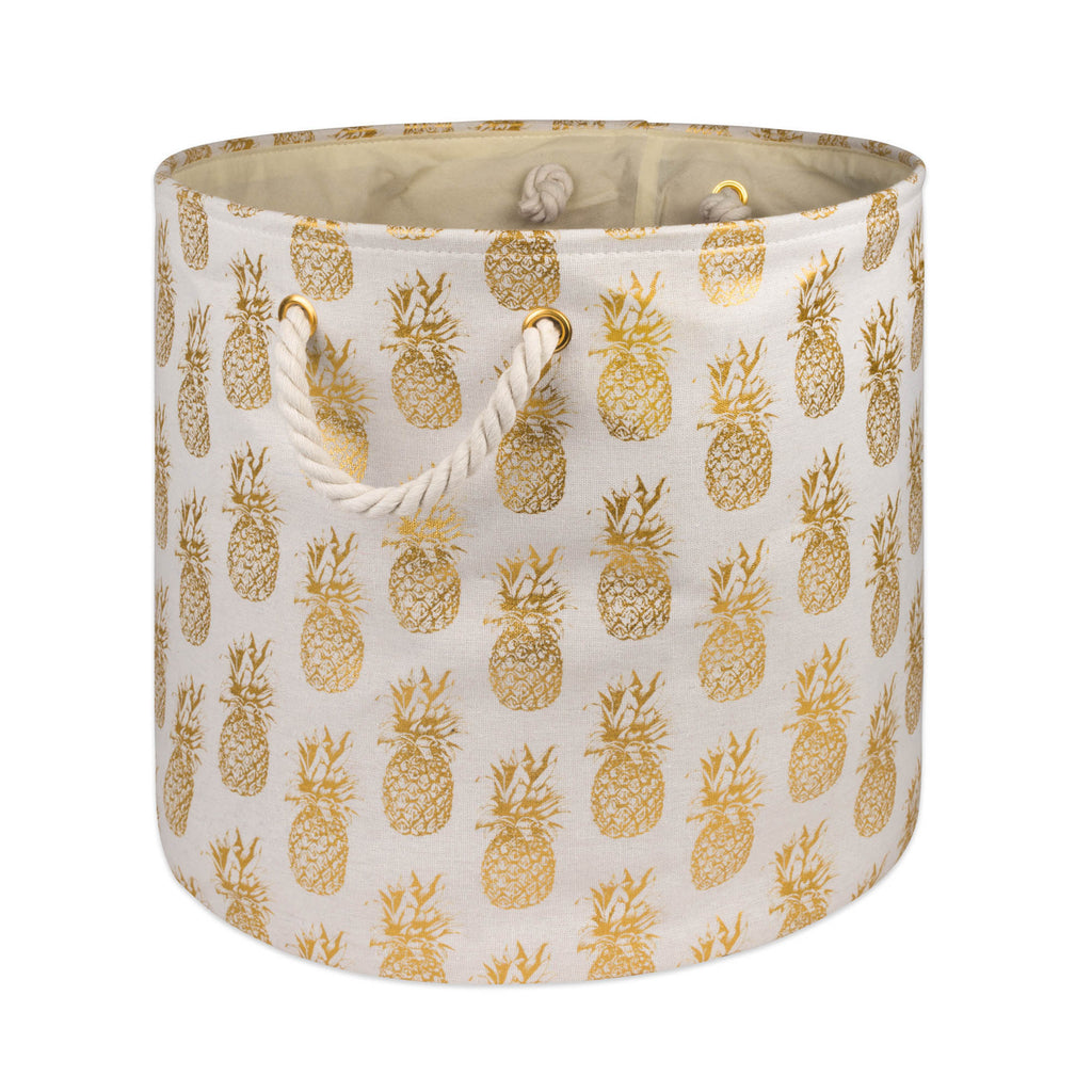 Polyester Bin Pineapple Gold Round Large