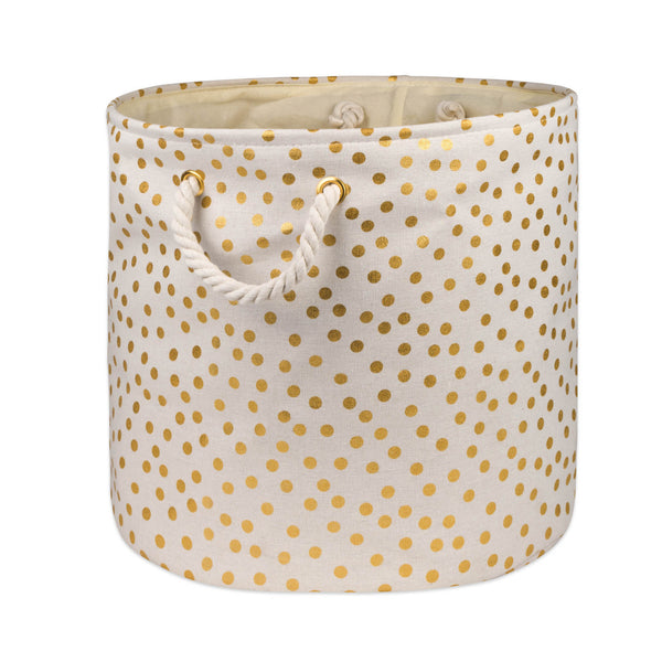 Polyester Bin Dots Gold Round Large