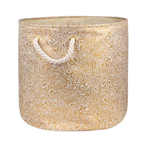 Polyester Bin Paisley Gold Round Medium