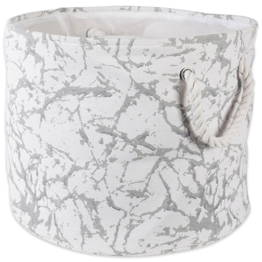 Marble White Round Medium Polyester Bin