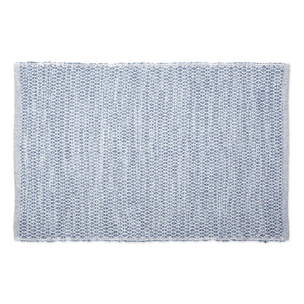 French Blue Diamond Recycled Yarn Rug 2X3 Ft