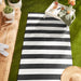 Black/White Stripe Outdoor Floor Runner 3X6 Ft