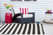 Black/White Stripe Outdoor Floor Runner 3X6 Ft