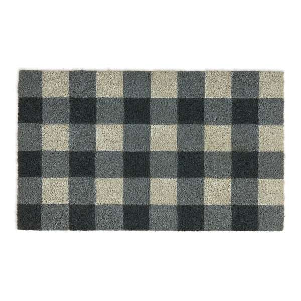 Gray & White Buffalo Check Doormat