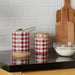 Red & White Buffalo Check Ceramic Canister Set