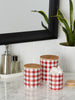 Red & White Buffalo Check Ceramic Canister Set