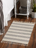 Gray Ticking Stripe Hand-Loomed Rug 2X3 Ft