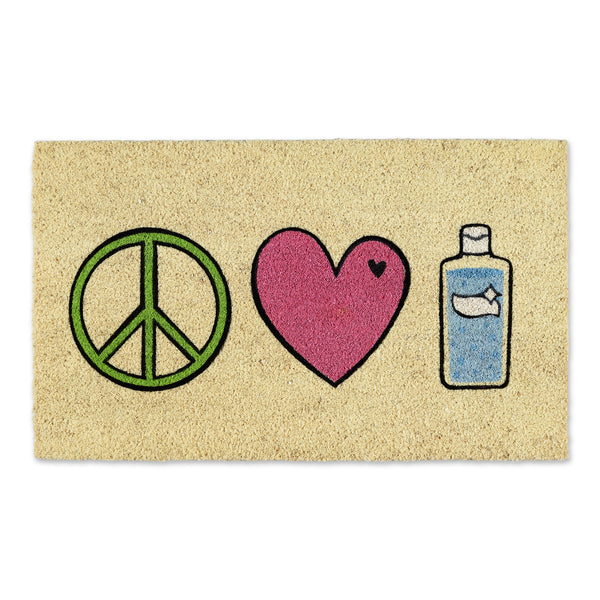 Peace, Love, Hand Sanitizer Doormat