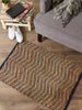 French Blue With Natural Jute Chevron Hand-Loomed Rug 2X3 Ft