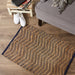 French Blue With Natural Jute Chevron Hand-Loomed Rug 2X3 Ft