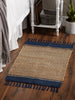 French Blue With Natural Jute Stripes Hand-Loomed Rug 2X3 Ft