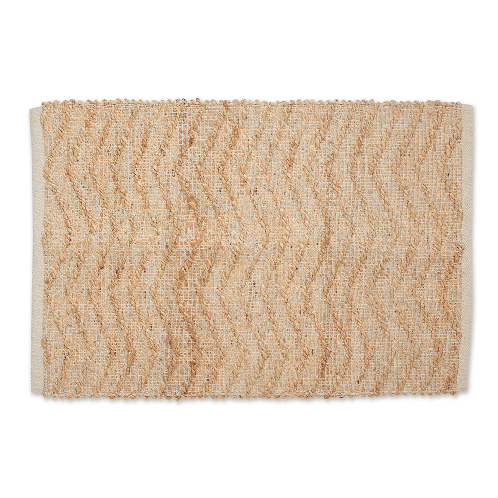 Off White With Natural Jute Chevron Hand-Loomed Rug 2X3 Ft