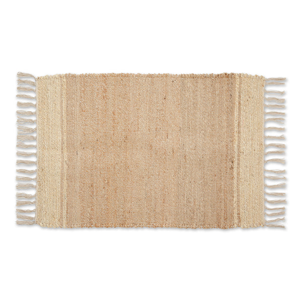 Off White With Natural Jute Stripes Hand-Loomed Rug 2X3 Ft