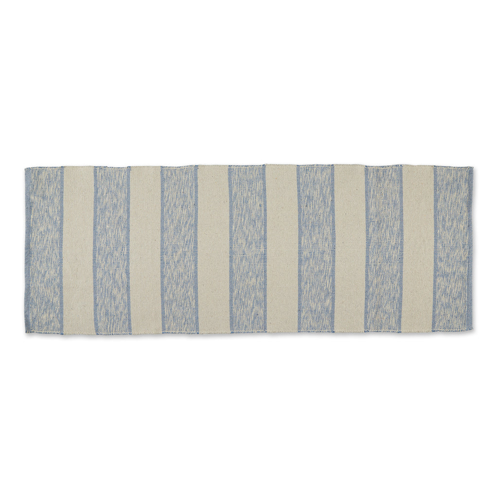 Stonewash Blue Variegated Stripe Recycled Yarn Floor Runner 2Ft 3In X 6Ft