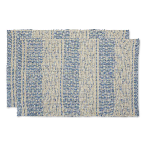 Stonewash Blue Variegated Recycled Yarn Rug 2X3 Ft set of 2