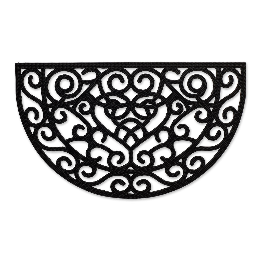 Heart Scroll Half Moon Pin Rubber  Doormat