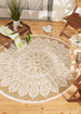 Taupe Sunflower Outdoor Rug 5 Ft Round