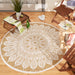 Taupe Sunflower Outdoor Rug 5 Ft Round