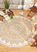 Taupe Sunflower Outdoor Rug 5 Ft Round