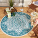 Storm Blue Boho Floral Outdoor Rug 5 Ft Round