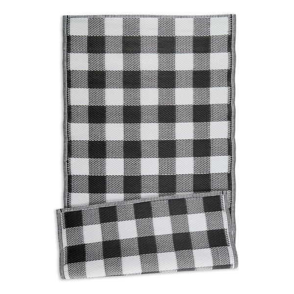 Black & White Buffalo Check Outdoor Floor Runner 3X6 Ft