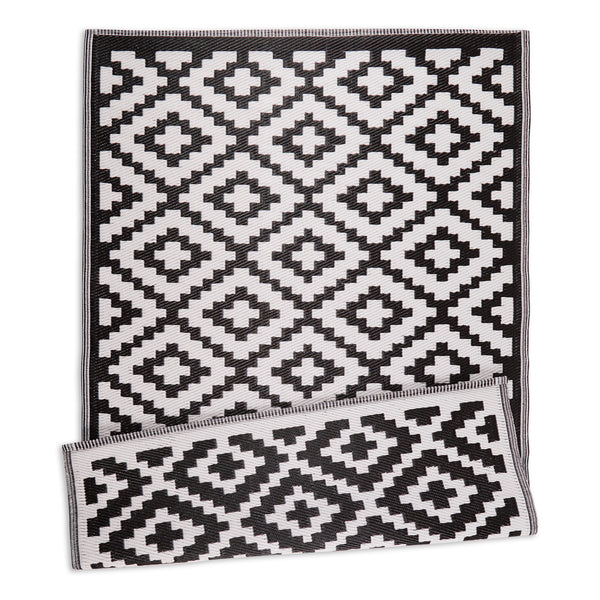 Black & White Mesa Outdoor Rug 4X6 Ft