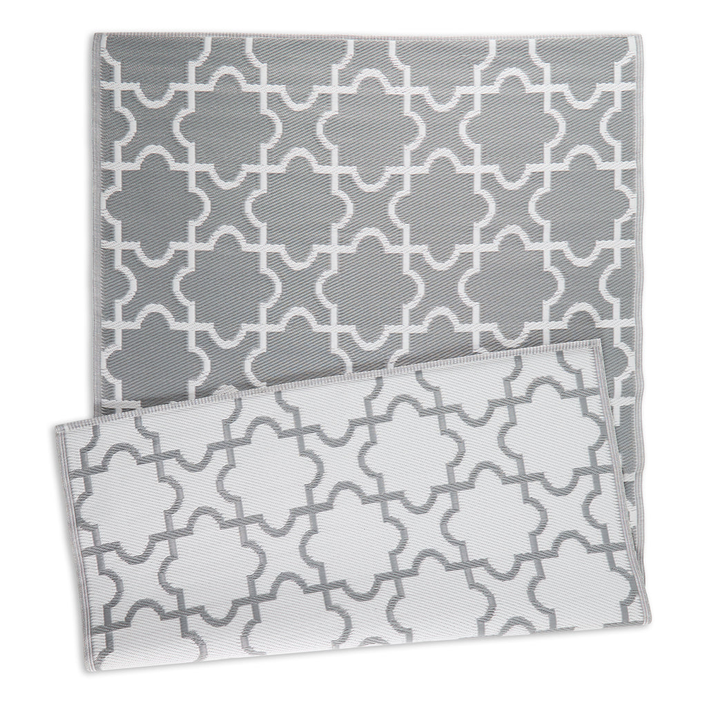 Gray Lattice Outdoor Rug 5X8 Ft