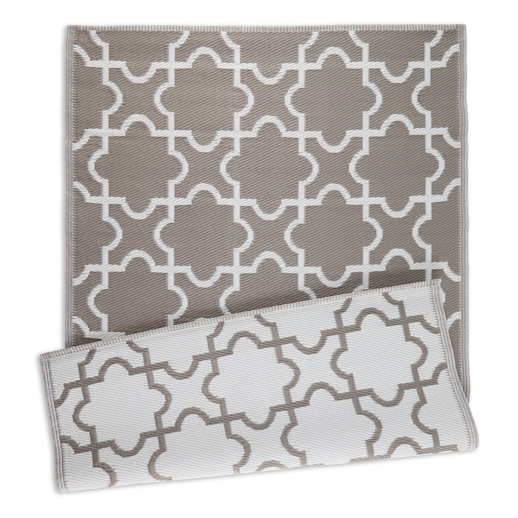 Stone & White Lattice Outdoor Rug 4X6 Ft