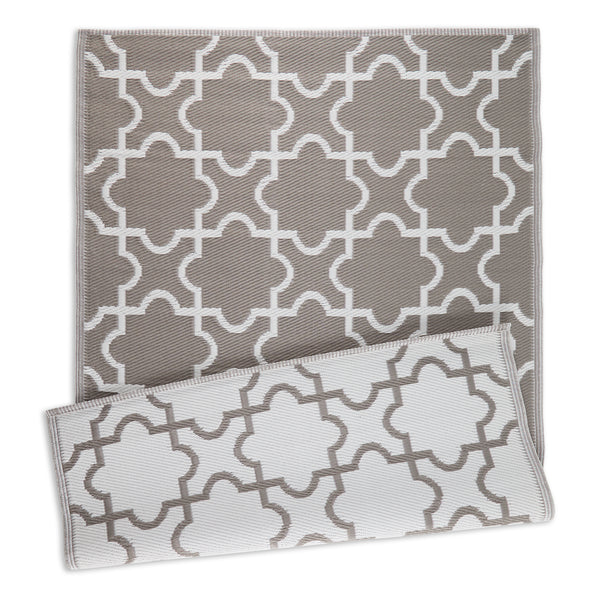 Stone & White Lattice Outdoor Rug 4X6 Ft