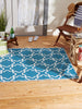 Storm Blue & White Lattice Outdoor Rug 4X6 Ft