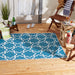 Storm Blue & White Lattice Outdoor Rug 4X6 Ft