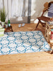 Storm Blue & White Lattice Outdoor Rug 4X6 Ft