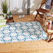 Storm Blue & White Lattice Outdoor Rug 4X6 Ft