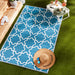 Storm Blue & White Lattice Outdoor Rug 4X6 Ft