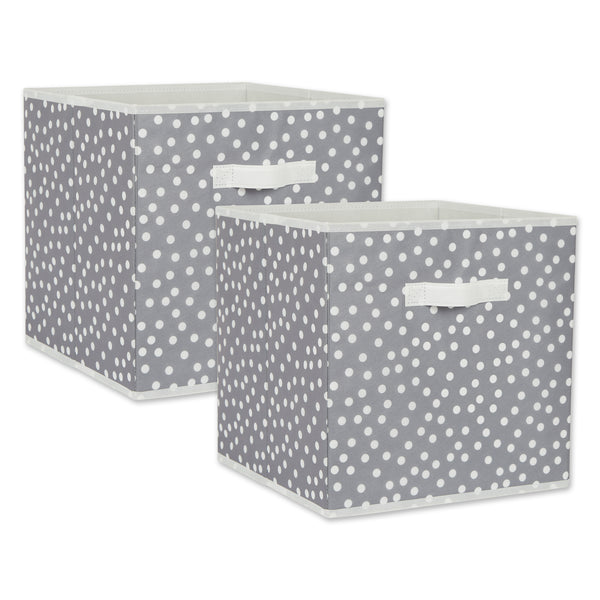 Nonwoven Polyester Cube Small Dots Gray/White Square 13 x 13 x 13 Set of 2