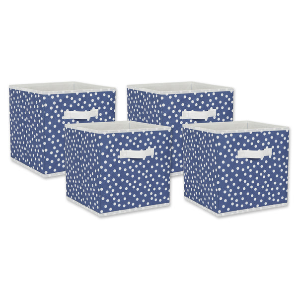 Nonwoven Polyester Cube Small Dots French Blue/White Square 11 x 11 x 11 Set of 4