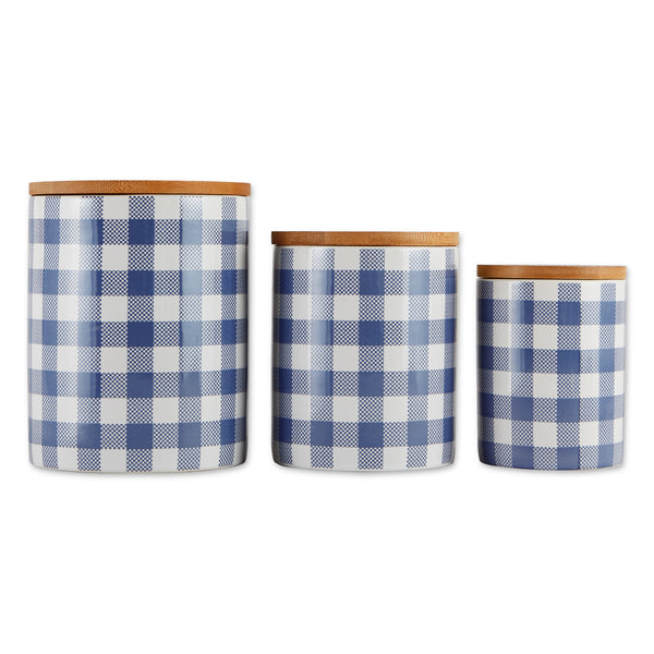 Blue & White Buffalo Check Ceramic Canister