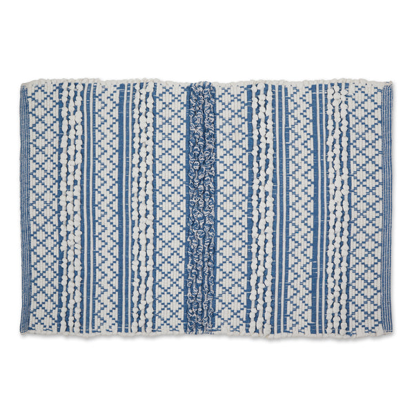 Stonewash Blue & White Hand-Loomed Paper Chindi Rug 2X3 Ft