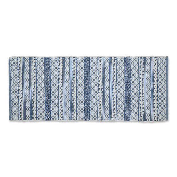 Stonewash Blue & White Hand-Loomed Paper Chindi Runner 2Ft 3Inx6Ft