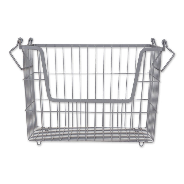 Metal Basket Cool Gray Rectangle Medium