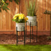 White Wash Galvanized Bucket Plant Stand Set of 2